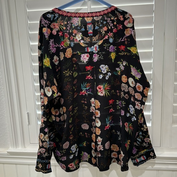 Johnny Was Floral Blouse - Black and Multicolor - Picture 5 of 5